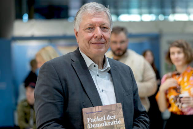 Frankfurt Book Fair 2026: Gerald Braunberger presents his book *Torch of Democracy: The History of the *Frankfurter Zeitung*, Frankfurt am Main, Hesse, Germany, Exhibition Center