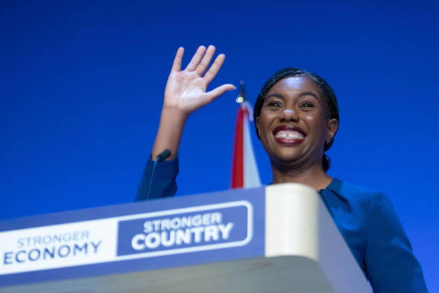 October 7, 2026, Birmingham, United Kingdom: Conservative leader Kemi Badenoch addresses delegates at the Symphony Hall in Birmingham on the final day of the party™s annual conference. Kemi Badenoch delivered her high-stakes keynote speech, she promised sweeping tax cuts and took direct aim at Andy Burnham s Labour government, declaring a battle for the soul of the nation Birmingham United Kingdom - ZUMAs197 20261007_aaa_s197_089 Copyright: xGaryxRobertsx