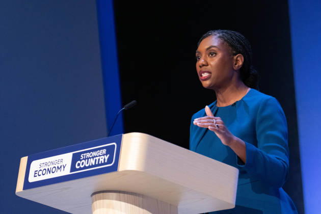 October 7, 2026, Birmingham, United Kingdom: Conservative leader Kemi Badenoch addresses delegates at the Symphony Hall in Birmingham on the final day of the party™s annual conference. Kemi Badenoch delivered her high-stakes keynote speech, she promised sweeping tax cuts and took direct aim at Andy Burnham s Labour government, declaring a battle for the soul of the nation Birmingham United Kingdom - ZUMAs197 20261007_aaa_s197_092 Copyright: xGaryxRobertsx