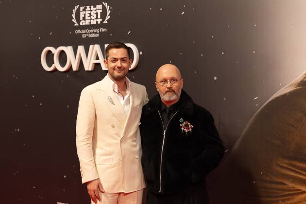 Producer Michiel Dhont and Scenario Writer And Actor Angelo Tijssens pictured during the opening of Gent International Film Festival, with the opening film Coward by Gent director Dhont on Wednesday 7 October 2026. The 53rd edition of Film Fest Gent takes place from 07 to 18 October. Coward is Dhont s third feature film and this is the third time a film by Dhont has opened the festival. This previously happened with Girl in 2018 and Close in 2022. JAMES ARTHUR PHOTOGRAPHY JAMESxARTHURxGEKIERE 189086707
