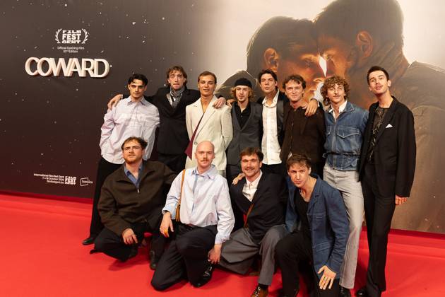 Cast Cowards pictured during the opening of Gent International Film Festival, with the opening film Coward by Gent director Dhont on Wednesday 7 October 2026. The 53rd edition of Film Fest Gent takes place from 07 to 18 October. Coward is Dhont s third feature film and this is the third time a film by Dhont has opened the festival. This previously happened with Girl in 2018 and Close in 2022. JAMES ARTHUR PHOTOGRAPHY JAMESxARTHURxGEKIERE 189086658