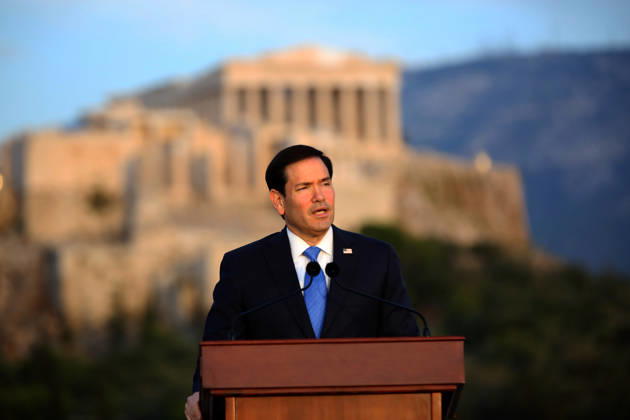 US Secretary of State visits Athens - US Secretary of State Marco Rubio delivers a speech on the Pnyx hill with the Acropolis in the background in Athens, Greece, 07 October 2026. Marco Rubio is visiting Athens for the launch of the 6th Greece-US Strategic Dialogue, focusing on defense, energy, and regional cooperation. ATHENS Greece Copyright: xOnexInchxProductionsx 7112521