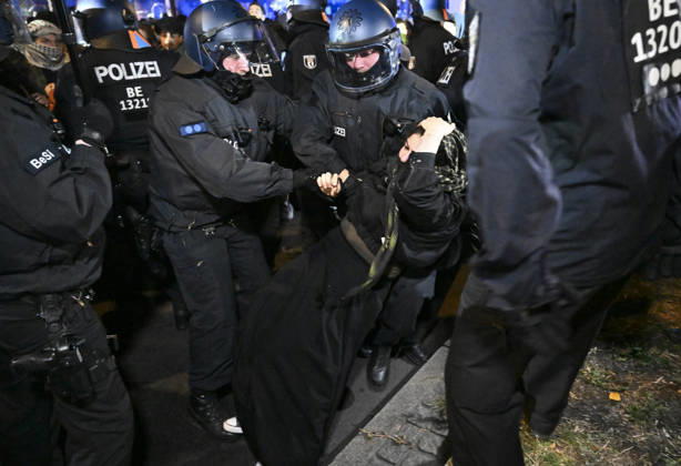 Police in Berlin intervened in demonstrations in support of Palestinians BERLIN, GERMANY - OCTOBER 7: German police detain a protestor during a pro-Palestinian demonstration in Berlin, Germany on October 7, 2026. More than a thousand demonstrators gathered at Oranien Square to protest Israeli attack on Gaza and marched toward Hermann Square before police broke up the rally near the Kottbusser Tor subway station, detaining numerous participants. Halil Sagirkaya Anadolu Berlin Germany. Editorial use only. Please get in touch for any other usage.  Copyright: x2026xAnadoluxHalilxSagirkayax