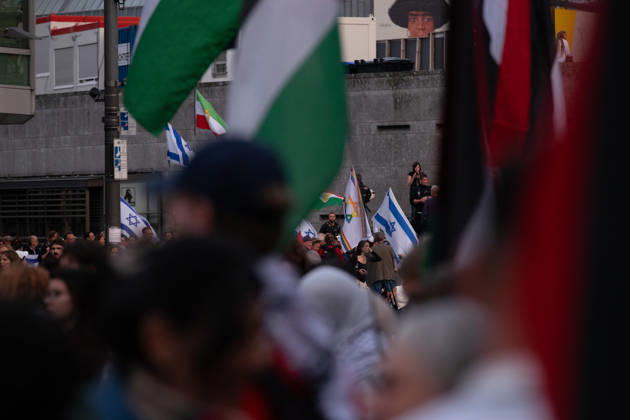 October 7, 2026, Cologne, Nrw, Germany: Multiple hundreds of people took part in a demonstration in Cologne marking the third anniversary of October 7, 2023, protesting IsraelÃ¢â‚¬â ¢s military campaign and genocidal intervention in Gaza. A smaller counter-protest took place without reported confrontations between the two groups...Police intervened and stopped the demonstration multiple times before protesters were held inside a police cage for approximately two hours. Officers later opened a corridor and allowed them to leave in small groups. During the dispersal, police arrested around 10 protesters, who were later released from custody. Cologne Germany  - ZUMAm356 20261007_zip_m356_008 Copyright: xMouafakxMahmaljix