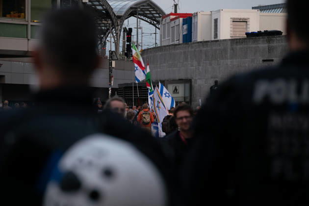 October 7, 2026, Cologne, Nrw, Germany: Multiple hundreds of people took part in a demonstration in Cologne marking the third anniversary of October 7, 2023, protesting IsraelÃ¢â‚¬â ¢s military campaign and genocidal intervention in Gaza. A smaller counter-protest took place without reported confrontations between the two groups...Police intervened and stopped the demonstration multiple times before protesters were held inside a police cage for approximately two hours. Officers later opened a corridor and allowed them to leave in small groups. During the dispersal, police arrested around 10 protesters, who were later released from custody. Cologne Germany - ZUMAm356 20261007_zip_m356_003 Copyright: xMouafakxMahmaljix