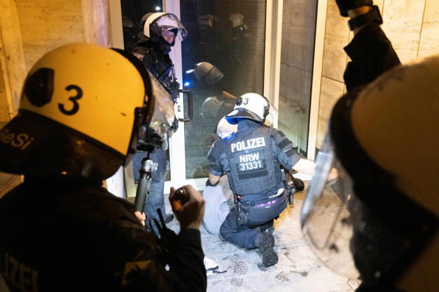 October 7, 2026, Cologne, Nrw, Germany: Multiple hundreds of people took part in a demonstration in Cologne marking the third anniversary of October 7, 2023, protesting IsraelÃ¢â‚¬â ¢s military campaign and genocidal intervention in Gaza. A smaller counter-protest took place without reported confrontations between the two groups...Police intervened and stopped the demonstration multiple times before protesters were held inside a police cage for approximately two hours. Officers later opened a corridor and allowed them to leave in small groups. During the dispersal, police arrested around 10 protesters, who were later released from custody. Cologne Germany - ZUMAm356 20261007_zip_m356_006 Copyright: xMouafakxMahmaljix