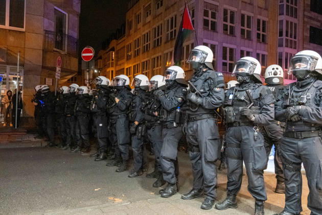 October 7, 2026, Cologne, Nrw, Germany: Multiple hundreds of people took part in a demonstration in Cologne marking the third anniversary of October 7, 2023, protesting IsraelÃ¢â‚¬â ¢s military campaign and genocidal intervention in Gaza. A smaller counter-protest took place without reported confrontations between the two groups...Police intervened and stopped the demonstration multiple times before protesters were held inside a police cage for approximately two hours. Officers later opened a corridor and allowed them to leave in small groups. During the dispersal, police arrested around 10 protesters, who were later released from custody. Cologne Germany - ZUMAm356 20261007_zip_m356_009 Copyright: xMouafakxMahmaljix