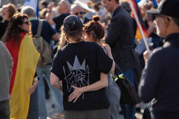 Memorial ceremony at Bebelplatz in Berlin-Mitte, the heart of the German capital. Event marking the 3rd anniversary of the Hamas terrorist attack in Israel on October 7. Never forget. Never be silent. Berlin, Berlin, Germany, Bebelplatz