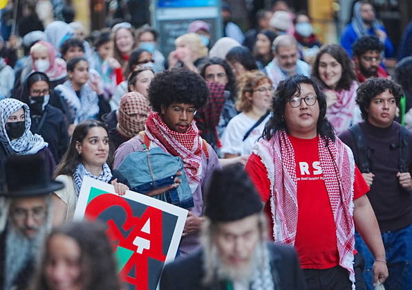 Pro-Palestinians rally outside City Hall NEW YORK, UNITED STATES - OCTOBER 07: Pro-Palestinian Americans rally outside City Hall and march to Union Square in New York, United States, on October 7, 2026, marking the anniversary of the October 7 attacks on Gaza. Selcuk Acar Anadolu New York United States. Editorial use only. Please get in touch for any other usage. Copyright: x2026xAnadoluxSelcukxAcarx
