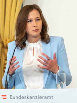 October 8, 2026: Presentation on Early Childhood Education—Claudia Plakolm (ÖVP), Federal Minister for Europe, Integration, and Family at the Federal Chancellery, on October 8, 2026, during the presentation of the 2025–26 Early Childhood Education Monitoring Report by Statistics Austria at the Federal Chancellery in Vienna, Vienna, Austria