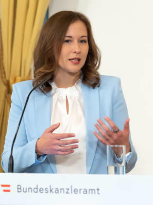October 8, 2026: Presentation on Early Childhood Education—Claudia Plakolm (ÖVP), Federal Minister for Europe, Integration, and Family at the Federal Chancellery, on October 8, 2026, during the presentation of the 2025–26 Early Childhood Education Monitoring Report by Statistics Austria at the Federal Chancellery in Vienna, Vienna, Austria