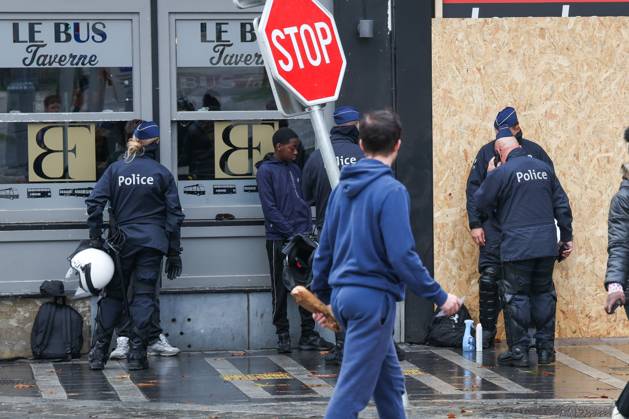 %items Police pictured place Saint-Lambert in Liege city center, as a protest against education reforms and budget cuts has been going on for several days, on Thursday 8 October 2026. For several days protests turned violent, mainly due to rioters who vandalize the city centre and face police. The city of Liege announced a ban of gathering of more than three minors on public space, unless with a responsible adult, to prevent the gathering of rioters who have nothing to do with the original movement. BRUNOxFAHY 189130043