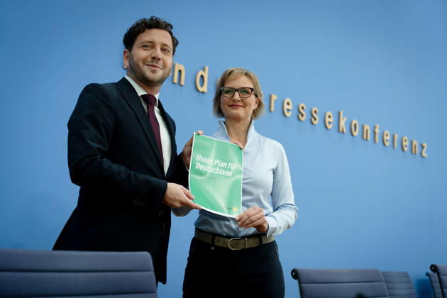 BPK, Alliance 90 The Greens, Franziska Brantner, Felix Banaszak Berlin, BPK, Presentation of the Main Resolution Our Plan for Germany, Franziska Brantner, Federal Chair, Felix Banaszak, Federal Chair, Alliance 90 The Greens Berlin Berlin GER