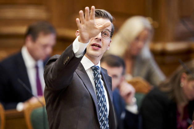 Opening Debate in the Danish Parliament: Alex Vanopslagh, Chairman of the Liberal Alliance, during the opening debate of the Folketing in the Parliament Hall at Christiansborg on Thursday, October 8, 2026. Photo by Thomas Traasdahl, Ritzau Scanpix, Copenhagen, Denmark  Copyright: RitzauxScanpix ThomasxTraasdahlx spdk20261008-112427-L