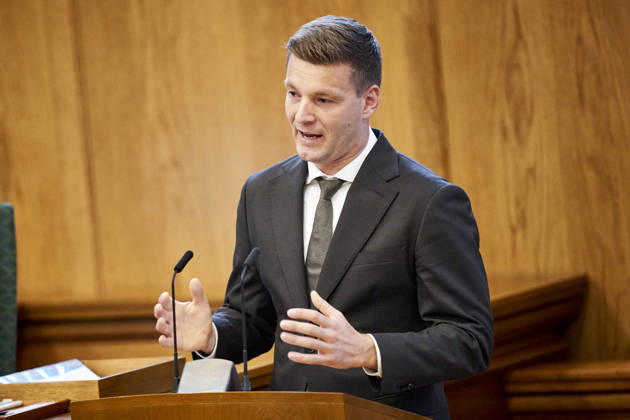 Opening debate in the Danish Parliament: Sigurd Agersnap (SF) during the opening debate of the Folketing in the Parliament Hall at Christiansborg on Thursday, October 8, 2026. Photo by Thomas Traasdahl, Ritzau Scanpix, Copenhagen, Denmark  Copyright: RitzauxScanpix ThomasxTraasdahlx spdk20261008-112519-L