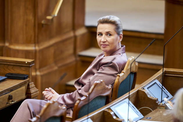 Opening Debate in the Danish Parliament: Prime Minister Mette Frederiksen of the Social Democratic Party during the opening debate of the Danish Parliament in the Parliament Hall at Christiansborg on Thursday, October 8, 2026, Copenhagen, Denmark  Copyright: RitzauxScanpix ThomasxTraasdahlx spdk20261008-113012-L