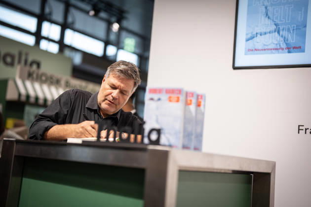 Former Federal Minister of Economics Robert Habeck will present and sign copies of his new book, *Arctic Meltdown: Rethinking the World*, at the book fair, at the Thalia Bookstore booth. Impressions from the 2026 Frankfurt Book Fair, Frankfurt, Hesse, Germany. Fair