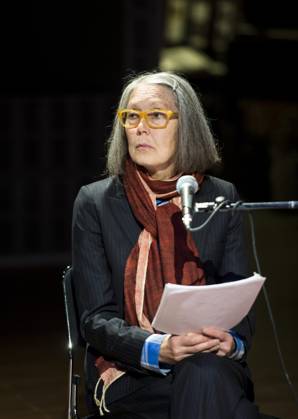 Canadian poet Anne Carson performs her work *Antigonick* at the Moderna Museet art gallery in Stockholm, Sweden, on May 8, 2015 STOCKHOLM SWEDEN ACE x10050x  Copyright: xPontusxLundahl TTx ANNE CARSON wgT-QjC2iqA