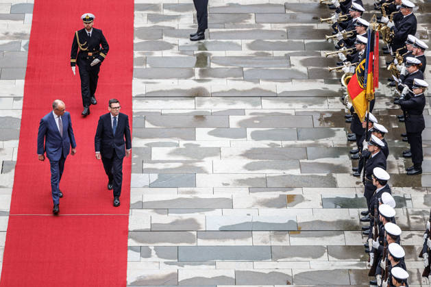 Welcome for the Prime Minister of the United Kingdom of Great Britain Welcome for Andrew Burnham, Prime Minister of the United Kingdom of Great Britain and Northern Ireland, by Federal Chancellor Friedrich Merz (CDU) in Berlin on October 8, 2026 Berlin, Berlin, Germany, Federal Chancellery