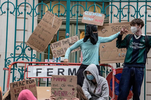 Protest against eduction conditions continues in Nancy NANCY, FRANCE - OCTOBER 8: Students take to the streets to protest education conditions in Nancy, France, on October 8, 2026. Students are taking part in a nationwide high-school mobilization over school conditions and demands for greater education resources, while security units remain deployed around several locations in the city. Muhammed Said Tako Anadolu Nancy France. Editorial use only. Please get in touch for any other usage. Copyright: x2026xAnadoluxMuhammedxSaidxTakox