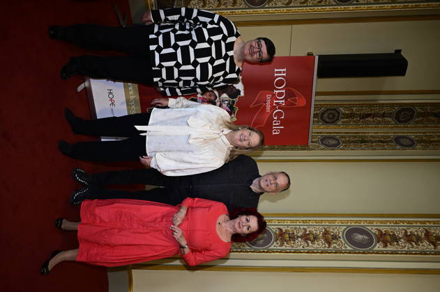 Lea Ackermann, Kathy Kelly, Stefan Hippler, and Viola Klein at the press conference and presentation of the 16th HOPE Award for the 18th HOPE Gala in Dresden at the Schauspielhaus Dresden, Dresden, October 8, 2026 Copyright: xMatthiasxWehnertx