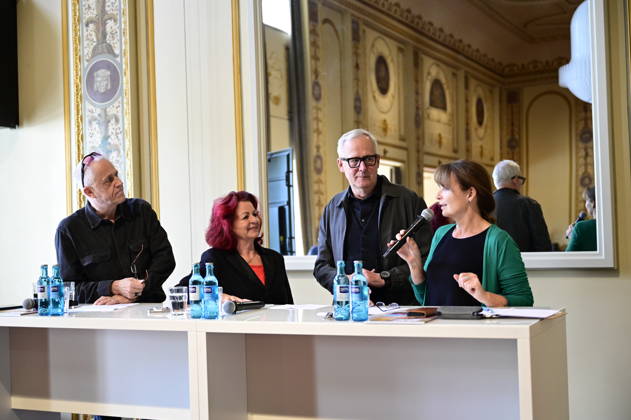 Stefan Hippler, Viola Klein, Joachim Klement, and Sabine Mutschke at the press conference and presentation of the 16th HOPE Award for the 18th HOPE Gala Dresden at the Schauspielhaus Dresden, Dresden, October 8, 2026 Copyright: xMatthiasxWehnertx