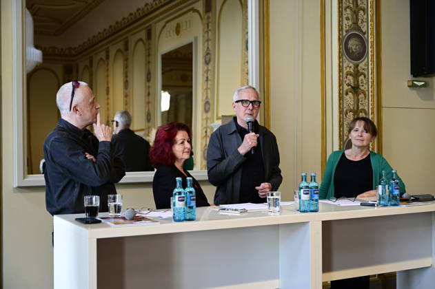 Stefan Hippler, Viola Klein, Joachim Klement, and Sabine Mutschke at the press conference and presentation of the 16th HOPE Award for the 18th HOPE Gala Dresden at the Schauspielhaus Dresden, Dresden, October 8, 2026 Copyright: xMatthiasxWehnertx