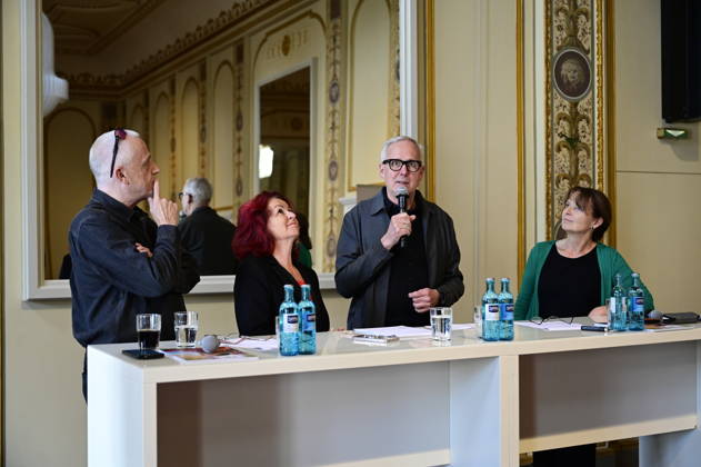 Stefan Hippler, Viola Klein, Joachim Klement, and Sabine Mutschke at the press conference and presentation of the 16th HOPE Award for the 18th HOPE Gala Dresden at the Schauspielhaus Dresden, Dresden, October 8, 2026 Copyright: xMatthiasxWehnertx