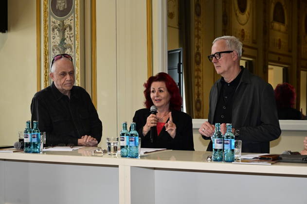 Stefan Hippler, Viola Klein, and Joachim Klement at the press conference and presentation of the 16th HOPE Award for the 18th HOPE Gala Dresden at the Schauspielhaus Dresden, Dresden, October 8, 2026 Copyright: xMatthiasxWehnertx