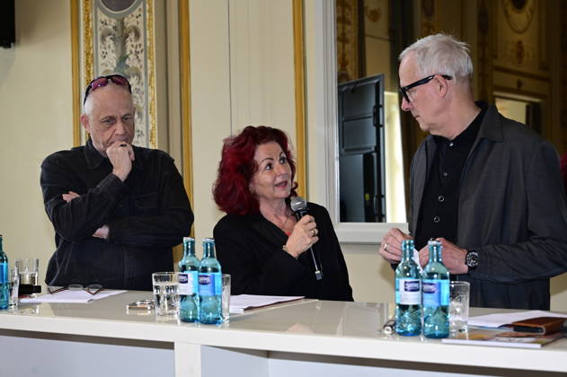 Stefan Hippler, Viola Klein, and Joachim Klement at the press conference and presentation of the 16th HOPE Award for the 18th HOPE Gala Dresden at the Schauspielhaus Dresden, Dresden, October 8, 2026 Copyright: xMatthiasxWehnertx