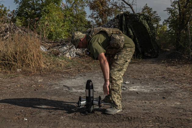 Ukrainian drone units are on duty at the front lines in Donetsk Region DONETSK REGION, UKRAINE - OCTOBER 8: A Ukrainian soldier sets up a drone to attack enemy drones in the Donetsk region, Ukraine, 8 October 2026 Diego Herrera Carcedo Anadolu Donetsk Ukraine. Editorial use only. Please get in touch for any other usage. Copyright: x2026xAnadoluxDiegoxHerreraxCarcedox