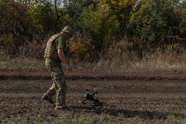 Ukrainian drone units are on duty at the front lines in Donetsk Region DONETSK REGION, UKRAINE - OCTOBER 8: A Ukrainian soldier takes a drone to attack enemy drones in the Donetsk region, Ukraine, 8 October 2026 Diego Herrera Carcedo Anadolu Donetsk Ukraine. Editorial use only. Please get in touch for any other usage. Copyright: x2026xAnadoluxDiegoxHerreraxCarcedox