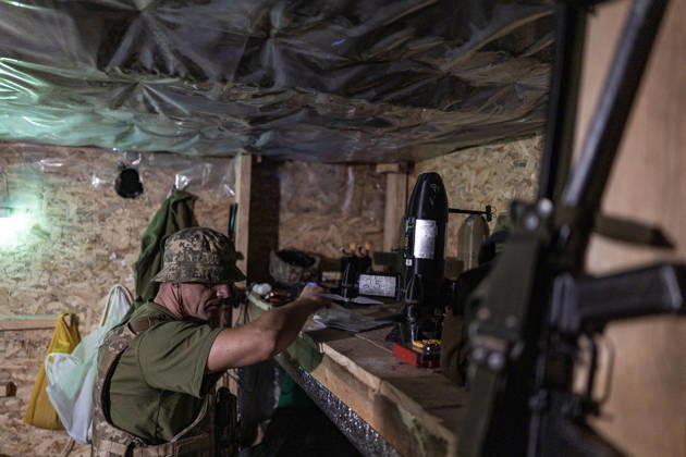 Ukrainian drone units are on duty at the front lines in Donetsk Region DONETSK REGION, UKRAINE - OCTOBER 8: A Ukrainian soldier operates a drone to attack enemy drones from a shelter in the Donetsk region, Ukraine, 8 October 2026 Diego Herrera Carcedo Anadolu Donetsk Ukraine. Editorial use only. Please get in touch for any other usage. Copyright: x2026xAnadoluxDiegoxHerreraxCarcedox