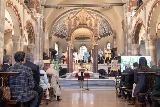 IPA89429982 - Milan, October 8, 2026, Basilica of Sant™Ambrogio, Eucharistic celebration marking the 25th anniversary of the Linate plane crash Pictured: Adele Pesapane Scarani, president of the October 8, 2001 Committee Copyright: xGiuliaxSciaccax xGiuliaxSciaccax IPA89429982