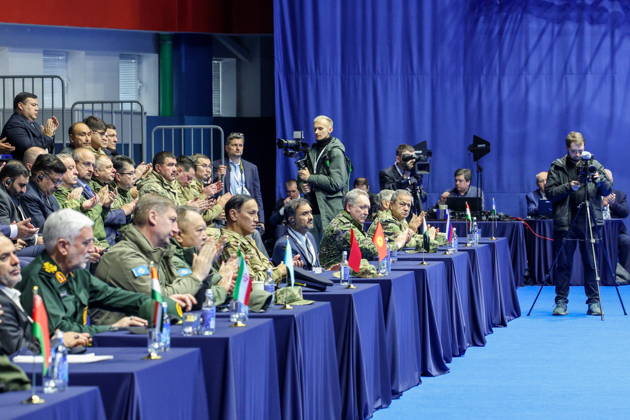 BELARUS, MINSK - OCTOBER 8, 2026: A meeting before the final phase of the Eurasia-Antiterror 2026 counter-terrorism exercise by relevant agencies of the CIS and SCO member states. The drill is held as part of the 2026 CIS and SCO Counter-Terrorism Forum. Maxim Malinovsky TASS  98946397
