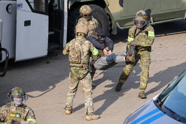BELARUS, MINSK - OCTOBER 8, 2026: The final phase of the Eurasia-Antiterror 2026 counter-terrorism exercise by relevant agencies of the CIS and SCO member states. The drill is held as part of the 2026 CIS and SCO Counter-Terrorism Forum Minsk Belarus - ZUMAt113 20261008_zaa_t113_313 Copyright: xMaximxMalinovskyx