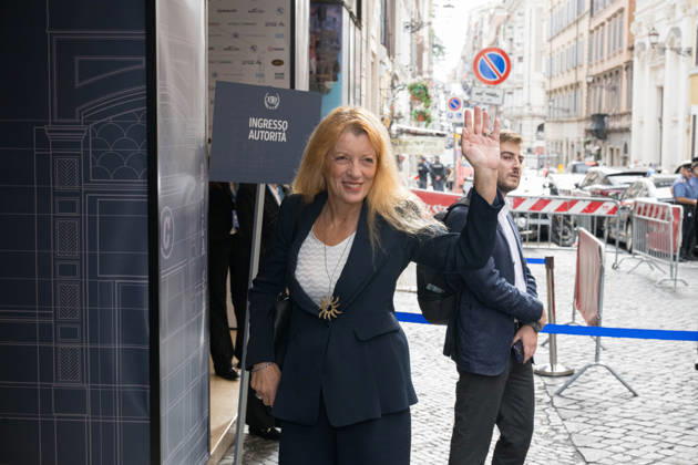 IPA89429563 - Michela Vittoria Brambilla arriving at the Teatro Sistina for the celebrations marking the 150th anniversary of the *Corriere della Sera*, in Rome, Italy, on October 8, 2026. Flavio Brancaleone Fotogramma  Copyright: xFLAVIO_BRANCALONEx xx IPA89429563