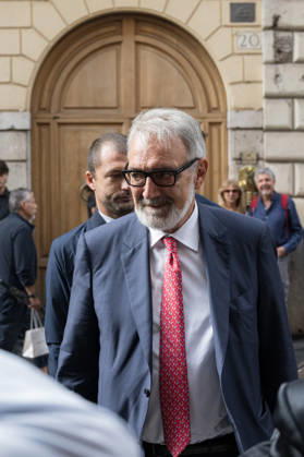 IPA89429511 - Lazio Region President Francesco Rocca upon arrival at the Teatro Sistina for the celebrations marking the 150th anniversary of *Corriere della Sera*, in Rome, Italy, on October 8, 2026. Flavio Brancaleone Fotogramma Copyright: xFLAVIO_BRANCALONEx xx IPA89429511