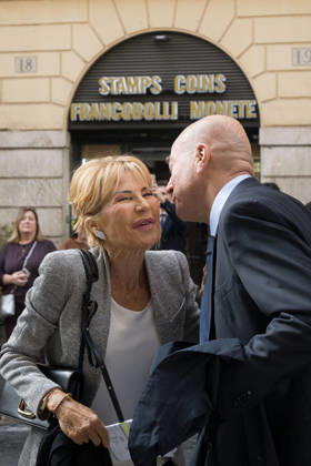 IPA89429531 - Journalist Lilli Gruber arrives at the Teatro Sistina for the celebrations marking the 150th anniversary of the *Corriere della Sera* in Rome, Italy, on October 8, 2026. Flavio Brancaleone Fotogramma  Copyright: xFLAVIO_BRANCALONEx xx IPA89429531