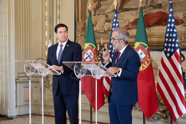 October 8, 2026, Lisbon, Lisbon, Portugal: Portuguese Minister of State and Foreign Affairs PAULO RANGEL speaks and gestures at a lectern during a joint press conference with U.S. Secretary of State MARCO RUBIO at the Palacio das Necessidades in Lisbon, Portugal, on October 8, 2026. The media appearance follows their bilateral meeting during Rubio s visit to discuss defense, economic and technology cooperation. Lisbon Portugal - ZUMAr238 20261008_zip_r238_008 Copyright: xRicardoxRochax