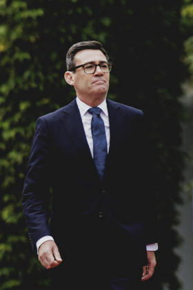 Andrew Burnham, Prime Minister of the United Kingdom, photographed during a reception with military honors at the Federal Chancellery in Berlin, October 8, 2026, Berlin, Germany Copyright: xFlorianxGaertnerx