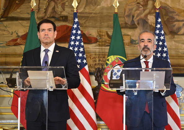 US Secretary of State Marco Rubio visits Portugal LISBON, PORTUGAL - OCTOBER 8: US Secretary of State Marco Rubio (L) and Portuguese Foreign Minister Paulo Rangel (R) hold a joint press conference at the Necessidades Palace, home to Portugal s Foreign Ministry, in Lisbon, Portugal, on October 8, 2026. Zed Jameson Anadolu Lisbon Portugal. Editorial use only. Please get in touch for any other usage.  Copyright: x2026xAnadoluxZedxJamesonx