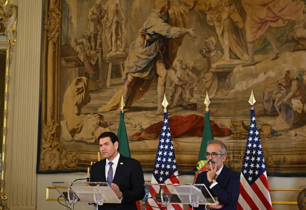 US Secretary of State Marco Rubio visits Portugal LISBON, PORTUGAL - OCTOBER 8: US Secretary of State Marco Rubio (L) and Portuguese Foreign Minister Paulo Rangel (R) hold a joint press conference at the Necessidades Palace, home to Portugal s Foreign Ministry, in Lisbon, Portugal, on October 8, 2026. Zed Jameson Anadolu Lisbon Portugal. Editorial use only. Please get in touch for any other usage.  Copyright: x2026xAnadoluxZedxJamesonx