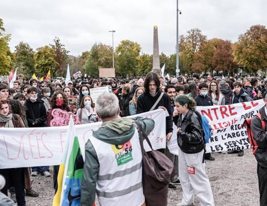Protest against eduction conditions continues in Nancy NANCY, FRANCE - OCTOBER 8: Students holding placards take to the streets to protest education conditions in Nancy, France, on October 8, 2026. Students are taking part in a nationwide high-school mobilization over school conditions and demands for greater education resources, while security units remain deployed around several locations in the city. Muhammed Said Tako Anadolu Nancy France. Editorial use only. Please get in touch for any other usage.  Copyright: x2026xAnadoluxMuhammedxSaidxTakox