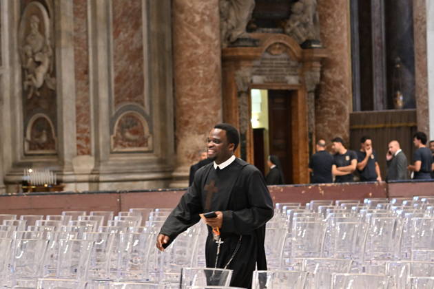 RECORD DATE NOT STATED MESSA_PAPA_2026 Italy, Rome, Vatican, 2026 10 8 Pope Leo XIV celebrates Holy Mass for the academic year at the Pontifical Universities in St Peter s Basilica in the Vatican . EDITORIAL USE ONLY - NO BOOKS Copyright: xAlessiaxGiuliani Catholicpressphotox