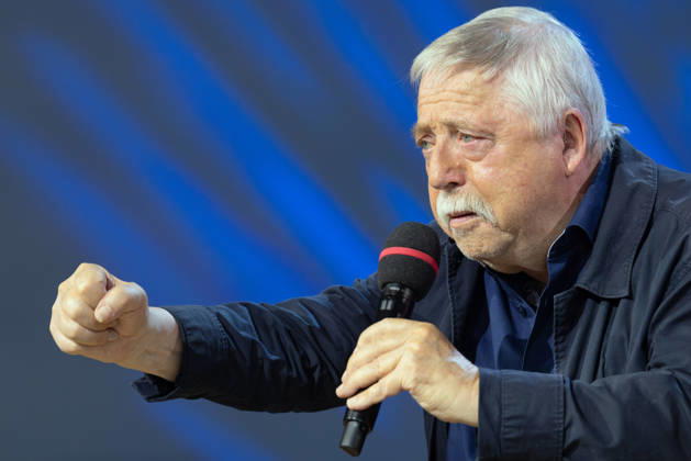 Frankfurt Book Fair 2026: Wolf Biermann presents his book *Ihr löscht das Feuer mit Benzin* on the literature stage hosted by ARD, ZDF, and 3sat, Frankfurt am Main, Hesse, Germany, Exhibition Center