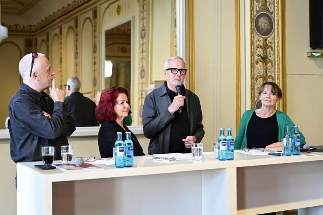 Stefan Hippler, Viola Klein, Joachim Klement, and Sabine Mutschke at the press conference and presentation of the 16th HOPE Award for the 18th Hope Gala 2026 at the Schauspielhaus Dresden, Dresden, October 8, 2026 Foto:xM.xWehnertx xFuturexImagex hope_pk_6021
