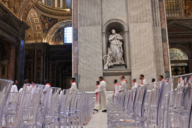 RECORD DATE NOT STATED MESSA_PAPA_2026 Italy, Rome, Vatican, 2026 10 8 Pope Leo XIV celebrates Holy Mass for the academic year at the Pontifical Universities in St Peter s Basilica in the Vatican . EDITORIAL USE ONLY - NO BOOKS Copyright: xAlessiaxGiuliani Catholicpressphotox