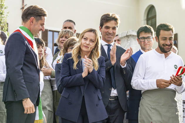 IPA89434819 - ASCOLI PICENO, ITALY OCTOBER 8, 2026: Prime Minister Giorgia Meloni attends the presentation and inauguration ceremony for the Palazzo Saladini Pilastri complex and its monumental park in Ascoli Piceno. The restoration project is part of the PINQuA program for urban regeneration and the enhancement of the city™s historical heritage. (Photo: Andrea Vagnoni IPA Agency)  Copyright: xAndreaxVagnonix xx IPA89434819