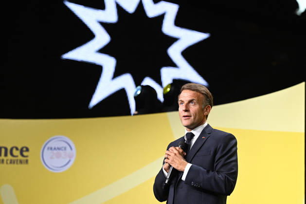 President Macron at Bpifrance Inno Generation - Paris France s President Emmanuel Macron delivers a speech on stage during the Bpifrance Inno Generation (BIG) event, one of Europe’s largest gatherings dedicated to entrepreneurs, in Paris, France on October 8, 2026. Photo by Jeanne Accorsini Pool ABACAPRESS.COM Paris France Copyright: xAccorsinixJeanne Pool ABACAx